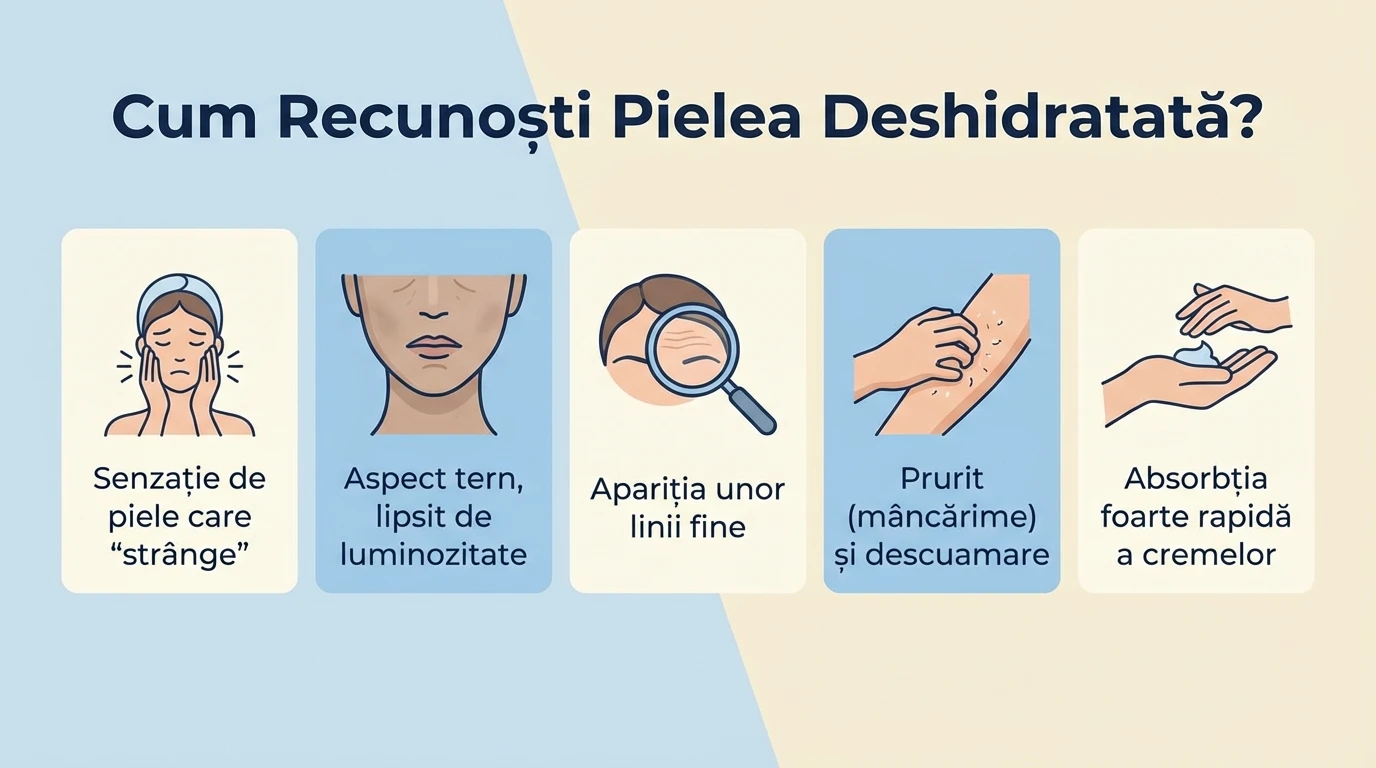 Cum Recunoști Pielea Deshidratată? - Infografic Semne și Simptome
